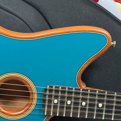 Fender American Acoustasonic Jazzmaster Guitar with Gig Bag 2021 - Ocean Turquoise / Ebony fingerboard image 2