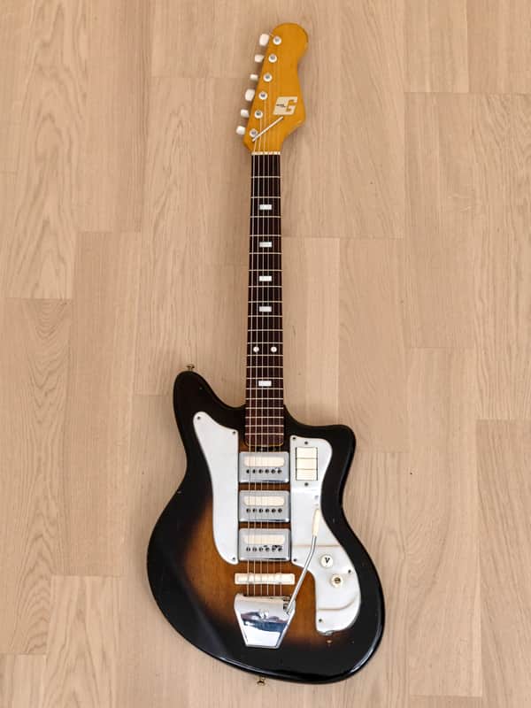 1960s Guyatone LG-100T Vintage 3 Pickup Electric Guitar Sunburst