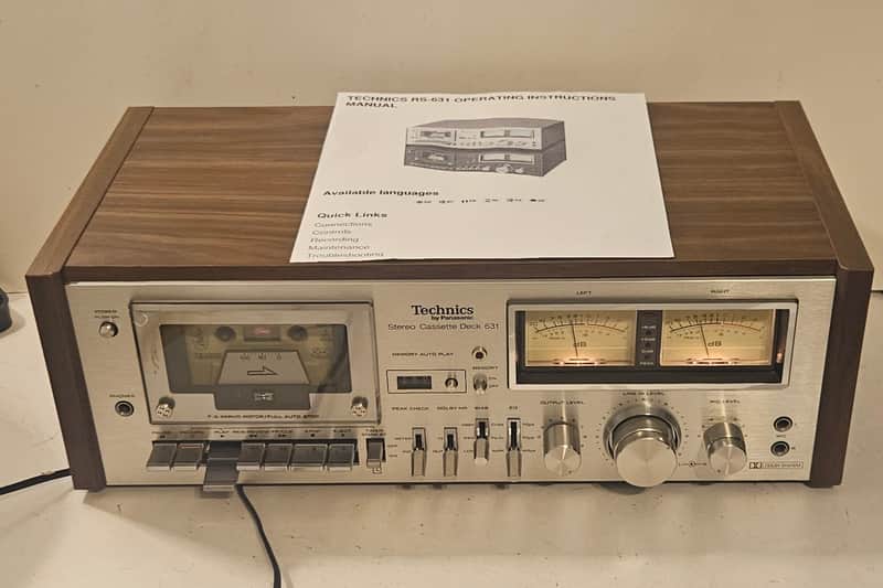 TECHNICS RS-631 Cassette Tape Deck-Tested & Working Good Cond- New Belt & Manual- Wood Case image 1