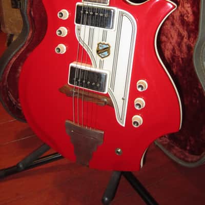Vintage 1962 National Glenwood 95 USA Map Guitar Red w/ Original Case image 1