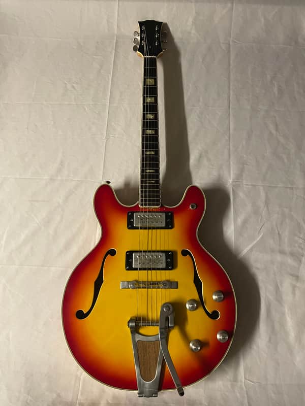 Teisco Hollow Body Electric Guitar MIJ Japan 1970s Sunburst image 1