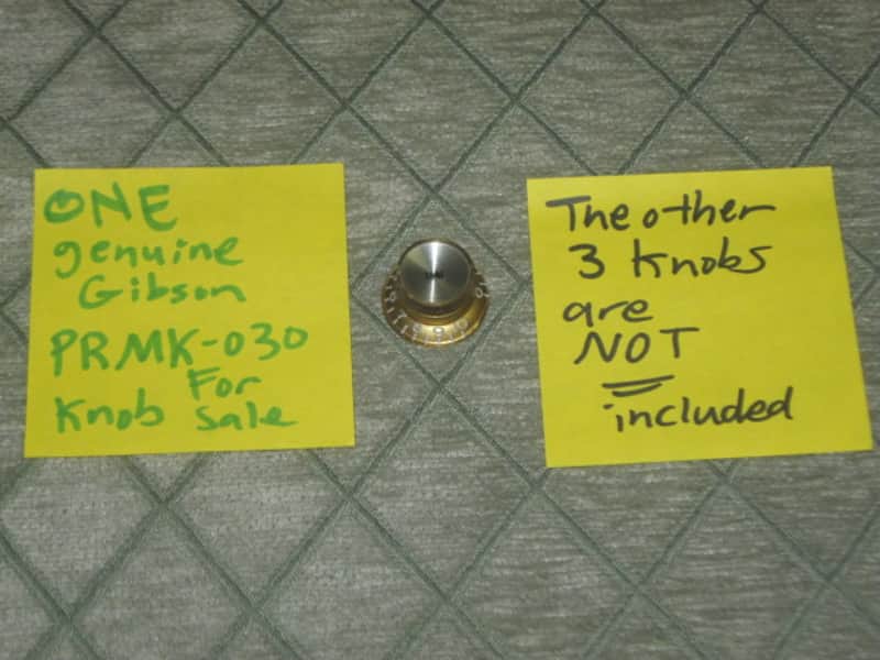 ONE very lite use genuine Gibson TONE (small print) knob from PRMK-030 set (only ONE TONE knob for sale / the other three knobs NOT included)  late 2000s or early 2010s - Knob is Gold with White Numbers & White Dashes (Gold Reflector w/ Small Black Print) image 1
