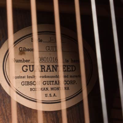 Gibson J-185 VS Custom Flat Top Acoustic Guitar (1991), ser. #90801016, original brown tolex hard shell case. image 14