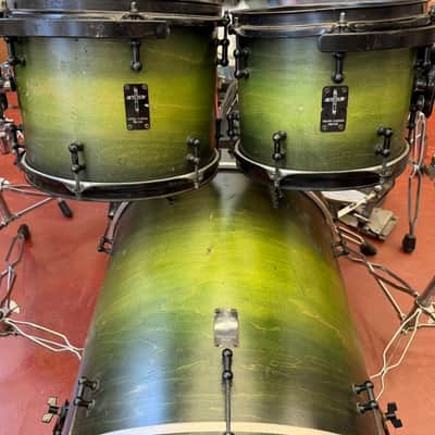 Truth Custom Drums Truth Custom Drum Kit, Sabian Vault and AA/AAX Cymbals, Tama Speed Cobra Pedals Unknown - Dark Green Burst image 5