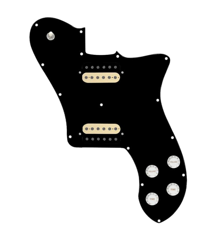 920D Custom 72 Deluxe Tele Loaded Pickguard With Uncovered Roughneck Humbuckers, White Knobs, and Black Pickguard image 1