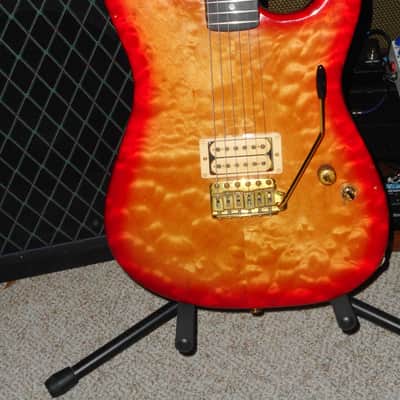 Schecter Van Nuys Hot Rod Custom Strat Super Rare! Curly Maple  1 Humbucker Cherry Sunburst image 2
