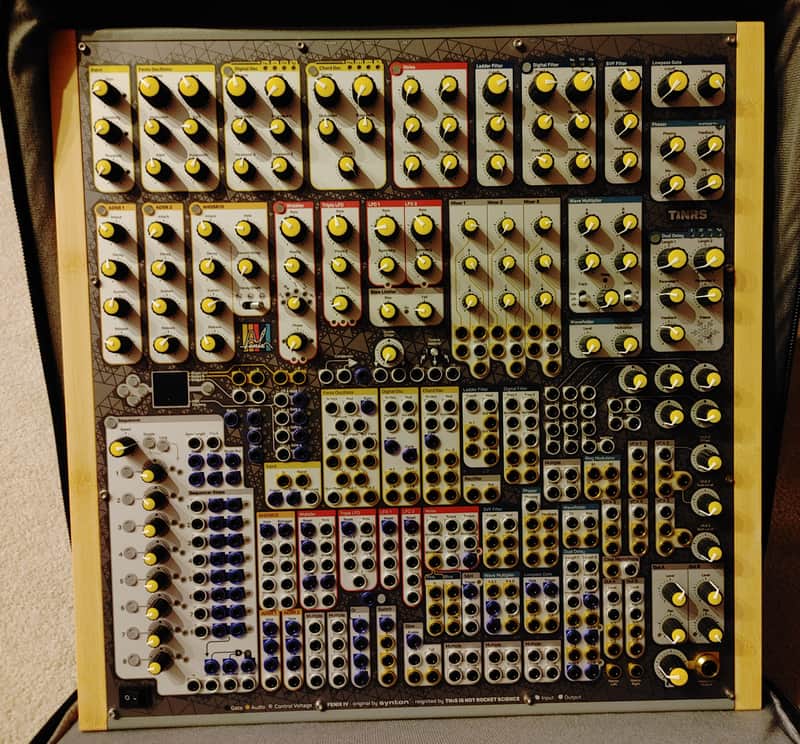 TINRS Fenix IV Modular Synth bamboo, stand, lots of cables image 1