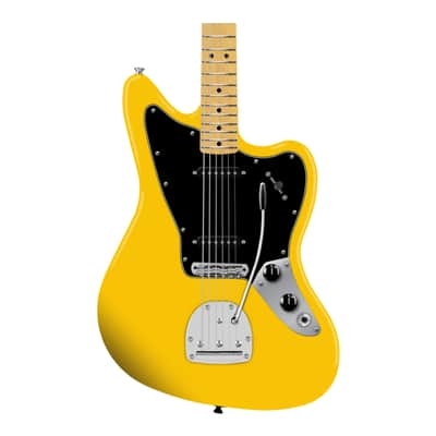 Squier FSR Affinity Jaguar Electric Guitar Vintage Tremolo Short Scale Body (Right Handed, Graffiti Yellow) image 2