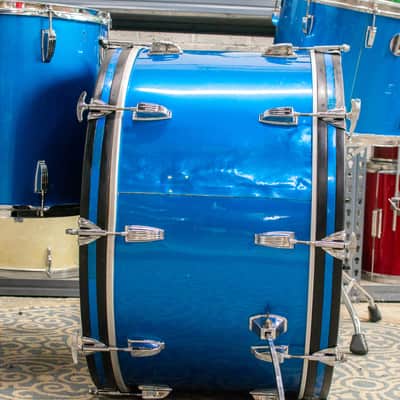 1970s Ludwig 14x26 12x15 16x18 Blue Silk Drum Kit image 10
