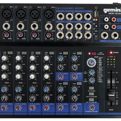 Gemini GEM-12USB 12 Channel Bluetooth Mixer w/USB/Bus/3 Band EQ,Effects+Backpack image 10