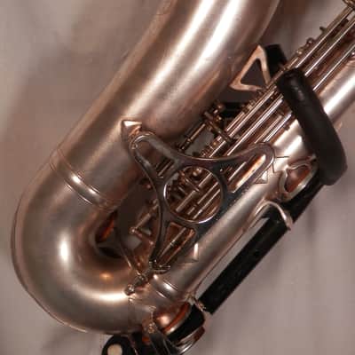 King Zephyr vintage silver alto saxophone with case and mouthpiece Serviced image 9