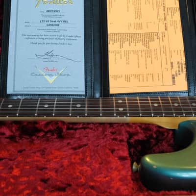 Used Fender Custom Shop 1963 Stratocaster Heavy Relic - Sherwood Metallic w/OHSC image 20