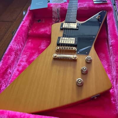 DEMO VIDEO Epiphone Limited Edition inspired by Gibson '58 Korina Explorer (US customers, tax included in shipping cost) Reissue 2022 - Antique Natural image 1