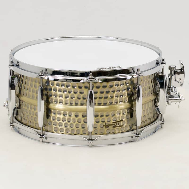 TreeHouse Custom Drums 6½x14 Hammered Brass Snare Drum w/Beaded Dunnett Strainer image 1