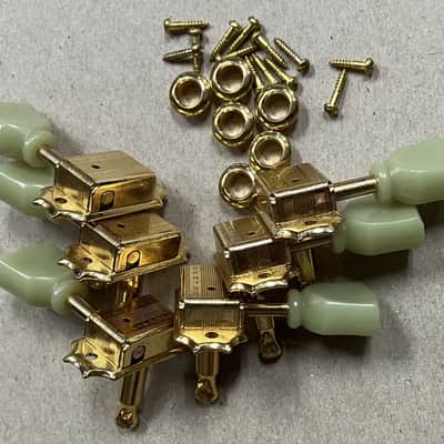 Epiphone- Vintage Style tuners, 3x3, Gold w/pearloid buttons image 5
