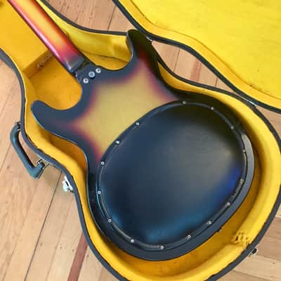 Hohner bartell Black widow fretless bass guitar c 1966 Sunburst original vintage image 10