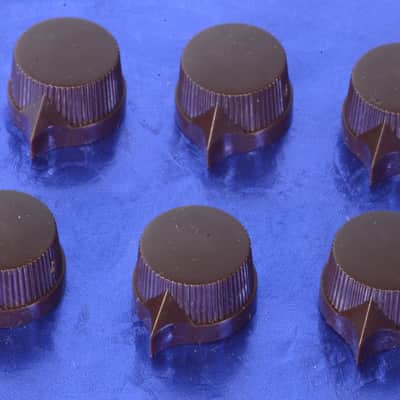 Six Dark Chocolate Brown Pointer Set Screw Knobs For Amps, Effects, Studio Gear #BRPK1 image 1