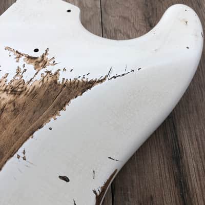 FRANCHIN Mercury guitar body Relic Aged Olympic White 100% Nitro Lacquer Cracks HSS Basswood Stratocaster-Strat-S-Style Made in Italy - Stock piece #23280826 image 15