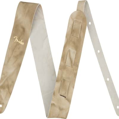 Genuine Fender Tie Dye Leather Guitar Strap, Natural, 2" Wide image 1