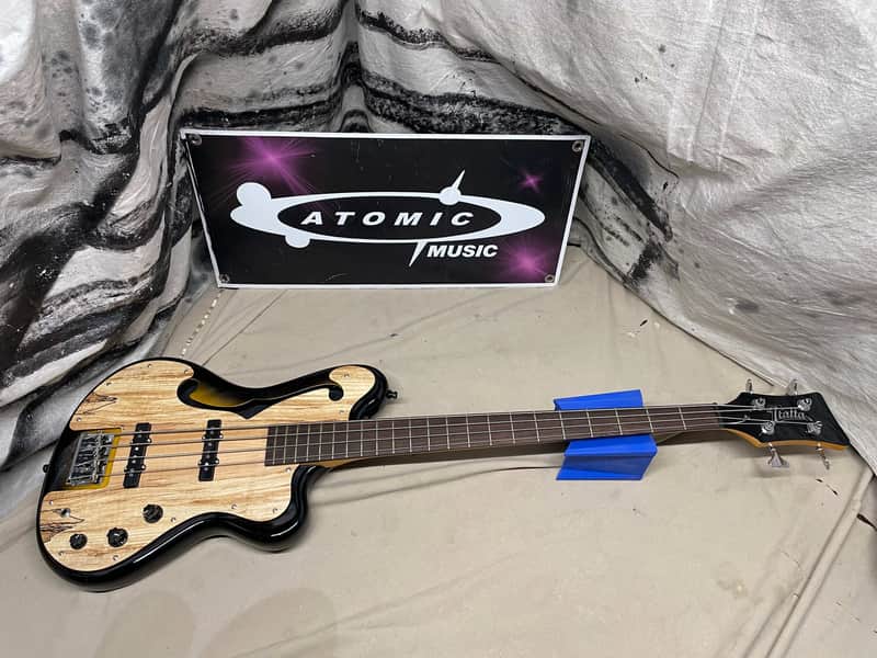 Italia Imola Chambered Semi-Hollow Body 4-String Bass with Case - 34" scale image 1