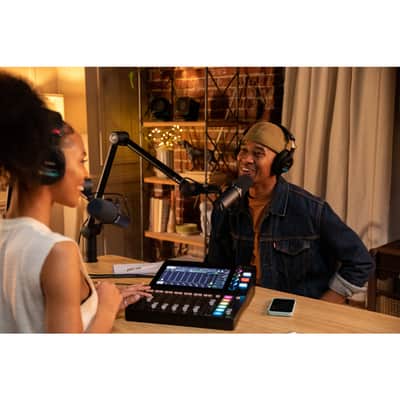 Mackie DLZ Creator Digital Mixer with 2x EM-99B Dynamic Microphones, MC-150 Professional Closed-Back Headphones, DB-200 Microphone Boom Arms, 1x microSD Card and StreamEye Cloth image 3