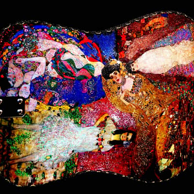 Framus 12 String Acoustic. klimt Art by El Daga 2005 Collage Goldtone.  Collectible. Only 1. RARE. image 15