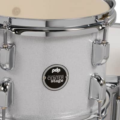 PDP Center Stage 5-Piece Drum Kit with Hardware Cymbals and Throne - Diamond White Sparkle (PDCE2215KTDW) imagen 7