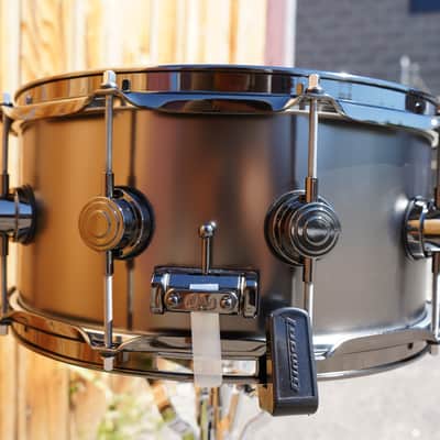 DW/USA Collectors Series 6.5x14" Snare Drum Satin Black over Brass Shell w/ Black Nickel Hardware image 6