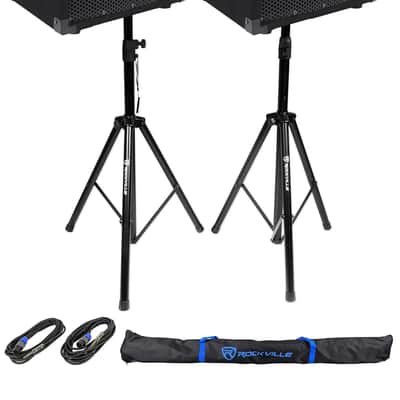 (2)Rockville RSG10 10” 400 Watt 2Way 8-Ohm Passive DJ PA Speaker +Stands +Cables image 13