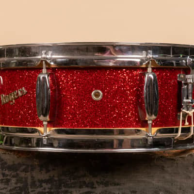 1960 Rogers 5x14 Sparkling Red Pearl Holiday Snare Drum image 2