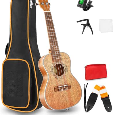 Ukulele Concert Mahogany Bundle 23 inch Ukelele for Beginners Adults Professional Four String Wooden Hawaiian Starter Uke Kit image 1