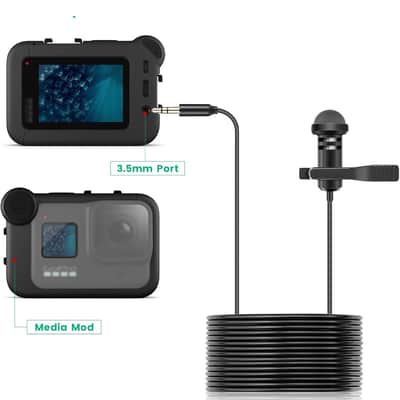 Lavalier Mic Compatible with  Black,Action Cameras, Media Mod, Max - Lapel Microphone 3.5mm, 10ft image 2