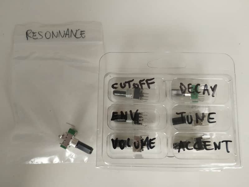 LADYADA x0xb0x (TB303 clone) Potentiometer complete set, 7pcs. image 1