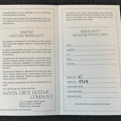 Santa Cruz Vintage Jumbo Warranty information #4364 2004 image 2