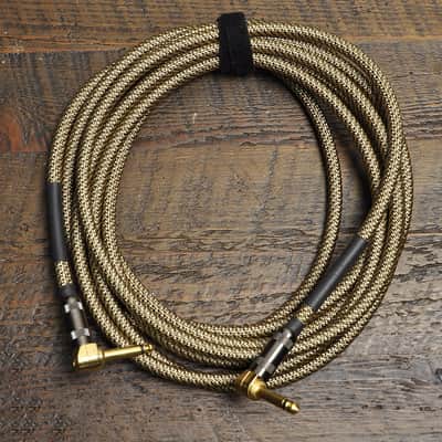 Lava Vintage Tweed 1/4 Inch Instrument Cable 15' Angle-Angle image 2