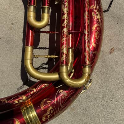 Conn Panamerican 32K 1950s-60s - Metallic Red Lacquer with Deluxe Engraving image 6
