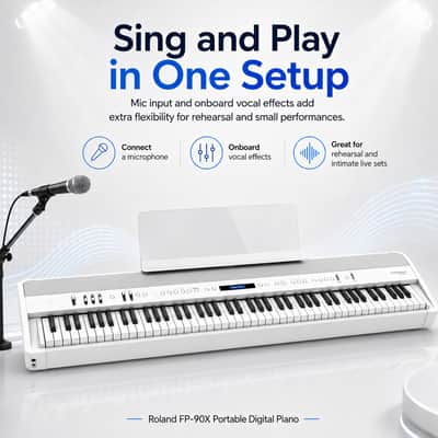 Roland FP-90X Portable Digital Piano with Stand and Pedal Unit Bundle (White) image 4