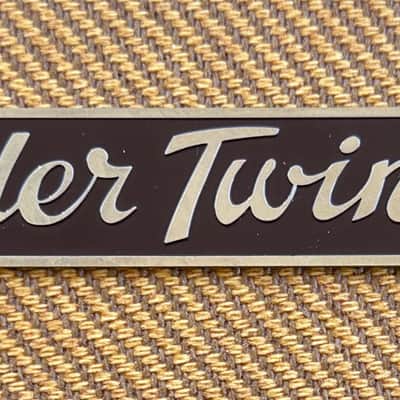 1950's Tweed Twin Amp 5F8 Badge Logo - Chrome on Brass image 2