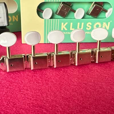 Kluson 6 in line plastic "BUTTERBEAN" Button TUNERS Nickel image 2