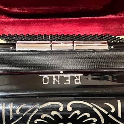 1950s vintage, very rare, Reno Accordion, 120/41, 7/3 registers, excellent condition, mother-of-pearl keys, original case image 7