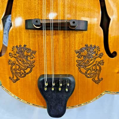 Mandolin Handmade by Blueberry, 8 String Wood Celtic Motif Mandolin,Custom Handcrafted Wooden,Steel String, Beautiful Sound, Hard Case Incl. image 7