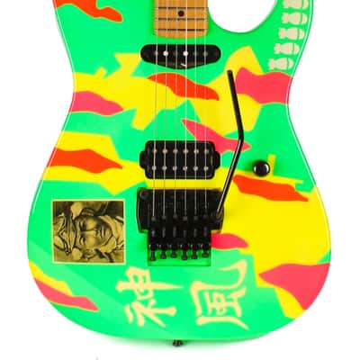 1989 ESP Kamikaze 4 IV Fluorescent Green George Lynch NAMM Model Banana Headstock image 2