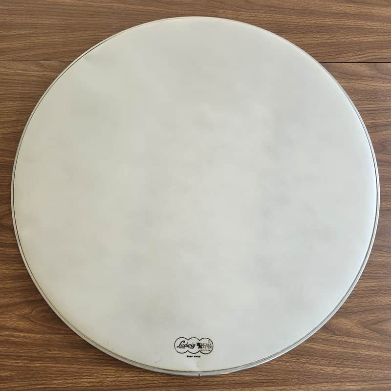 NOS Ludwig Weathermaster 28" Bass Drum Head Smooth White 1960s Script Cloud Stamp image 1