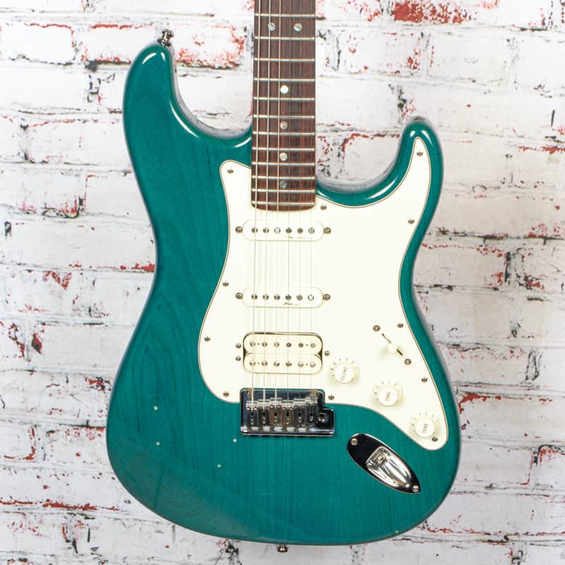 Fender American Deluxe Fat Stratocaster HSS Electric Guitar Transparent Teal w/HSC USED