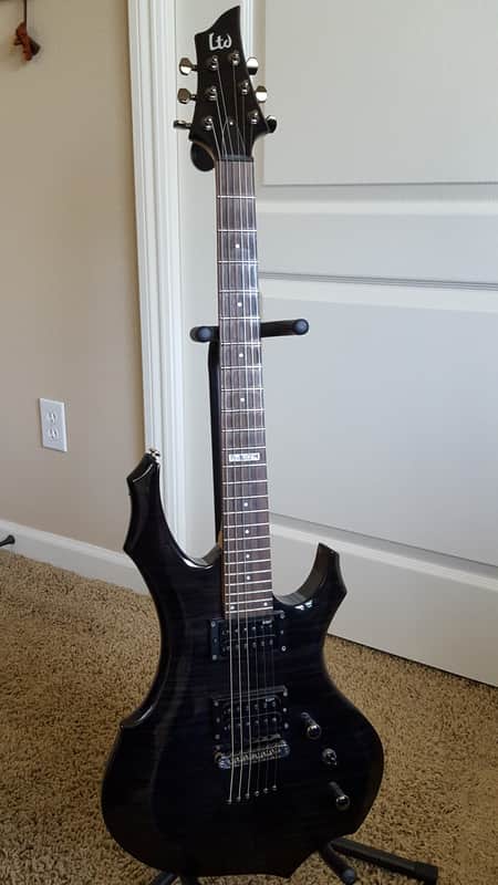 ESP LTD F-100FM Transparent Black/Flamed Maple | Reverb