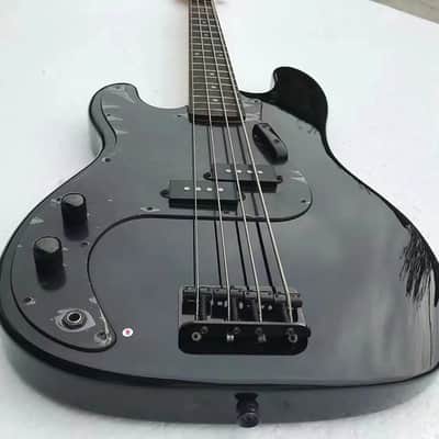 Unbranded Custom Left Handed 4 String Bass, Basswood Body, Maple Neck and Rosewood Fretboard Black image 1