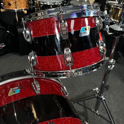 Ludwig 50th Anniversary Vistalite Pro Beat 24/16/13" Drum Set Kit in Red Sparkle/Smoke/Red Sparkle from NAMM image 4