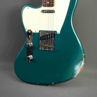 LEFTY! USA Boutique Custom Relic Sherwood Green Metallic Nitro Lacquer Jazzcaster Telemaster Guitar Left 7.2 lb HSC image 2