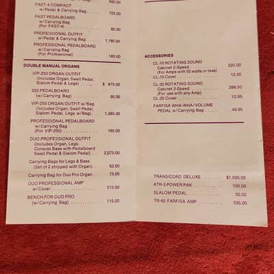 Vintage 1972 Farfisa Price List image 2