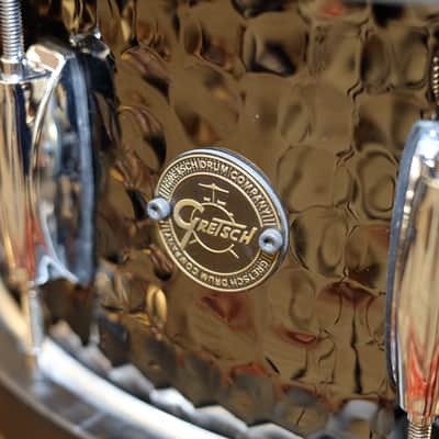 Gretsch 6.5x14 Hammered Black Steel Wood Hoop Snare Drum image 6